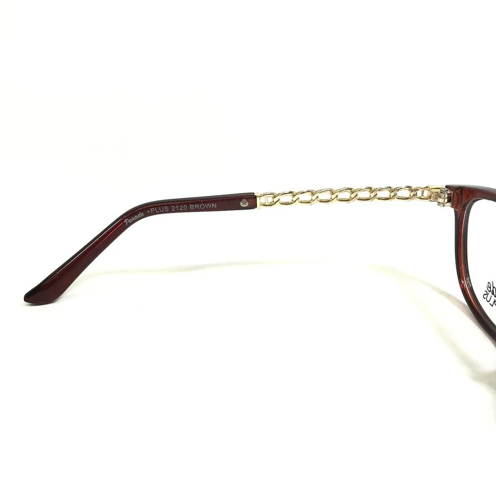 Parade Eyeglasses Frames 2120 BROWN Clear Gold Chains Full Rim 53-15-142